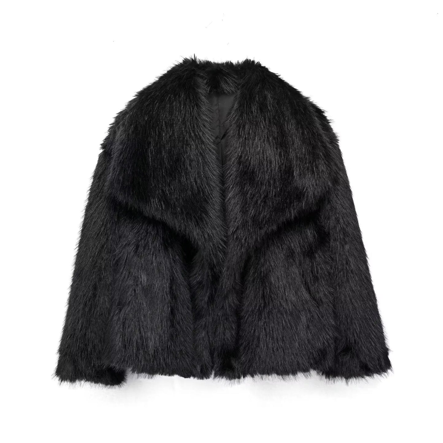 Winter Plush Coat Fashion Warm Thicken Fluffy Lapel Jacket Outwear Casual Long Sleeve Tops Womens Clothing by Maiden-Art