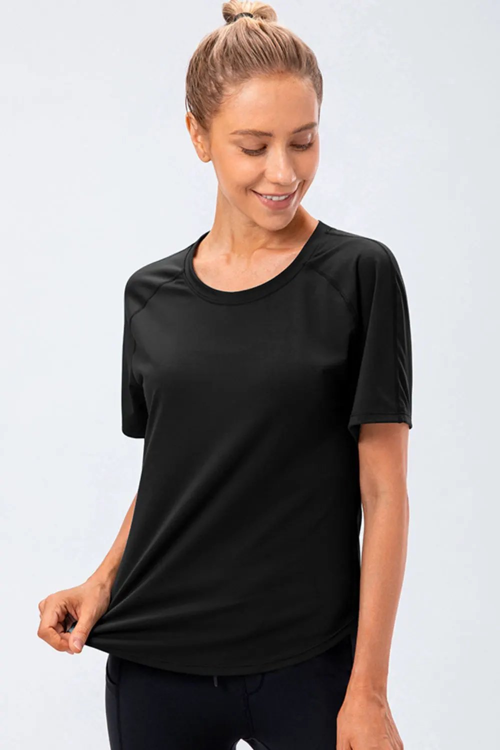 Round Neck Raglan Sleeve Active Tee by Partner Label