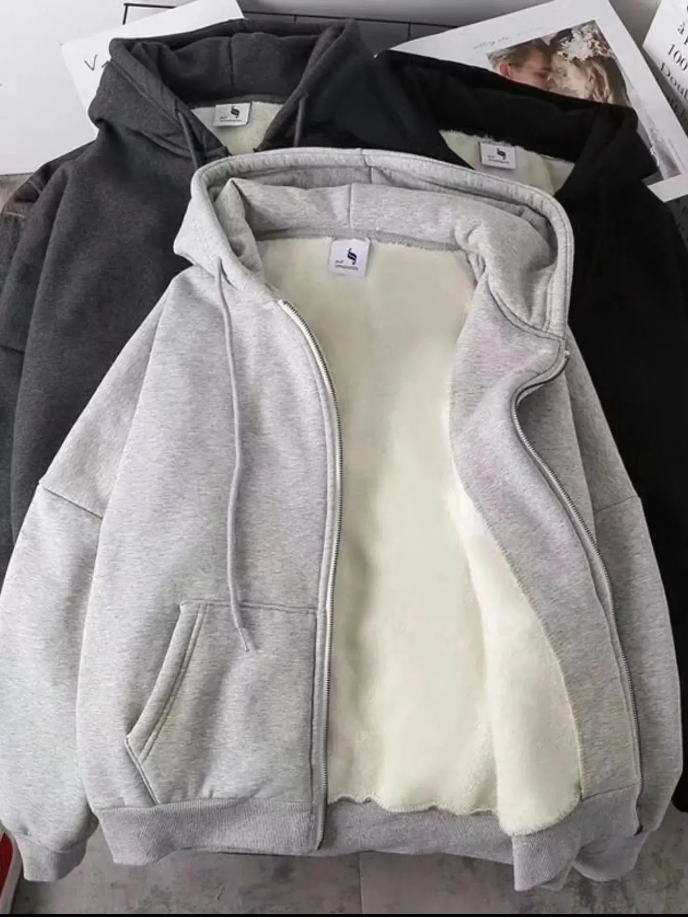 Men's Plus Size Fleece Lined Zip-Up Hoodie by Partner Label