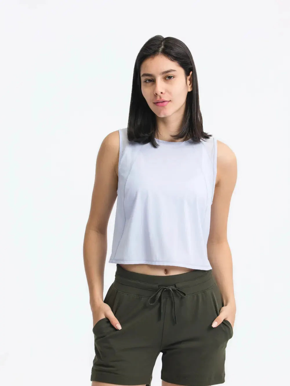 Millennia Round Neck Cropped Active Tank by Millennia
