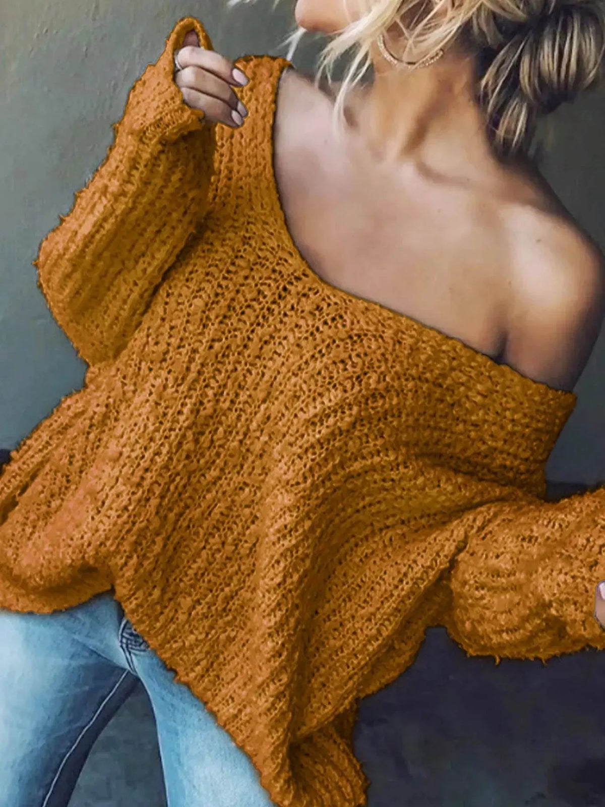 Loose Fit Long Sleeve Sweater by Partner Label