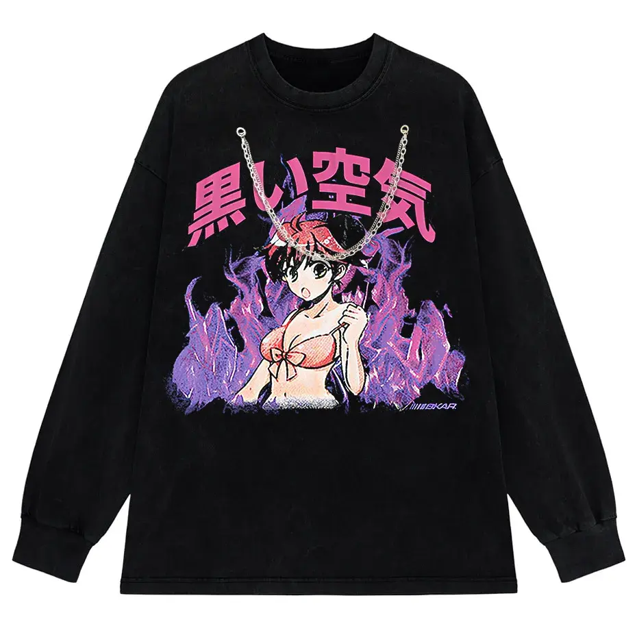 Japanese Anime Girl Oversized Streetwear T-Shirt by Vimost Shop