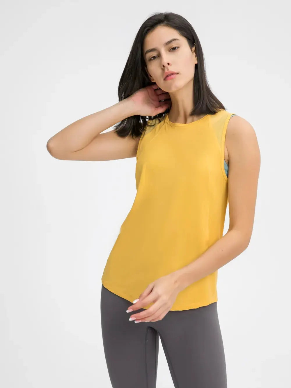 Millennia Cutout Back Round Neck Active Tank by Millennia