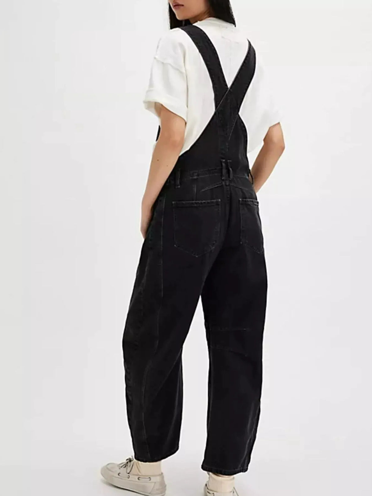 Wide Strap Wide Leg Denim Overalls by Partner Labels