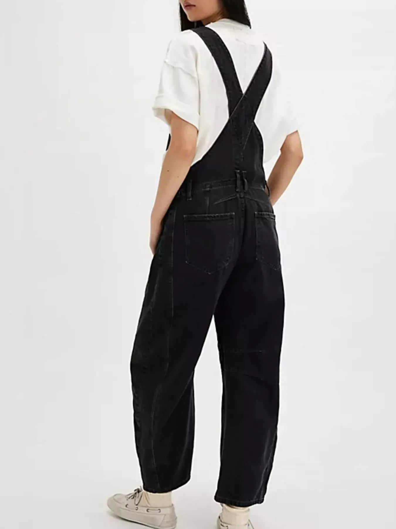Wide Strap Wide Leg Denim Overalls by Partner Labels