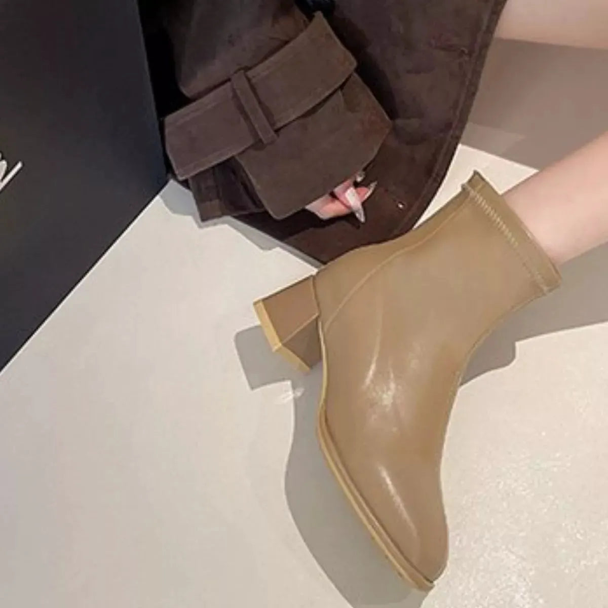 Square Toe Block Heels Boots by Partner Label