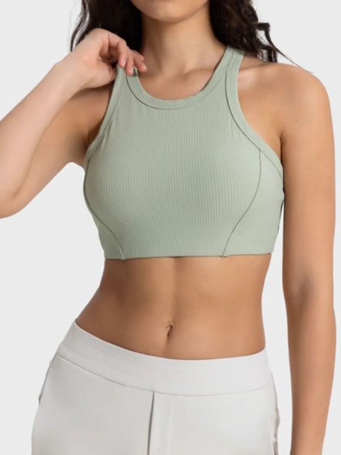 Millennia Wide Strap Cropped Sport Tank by Millennia