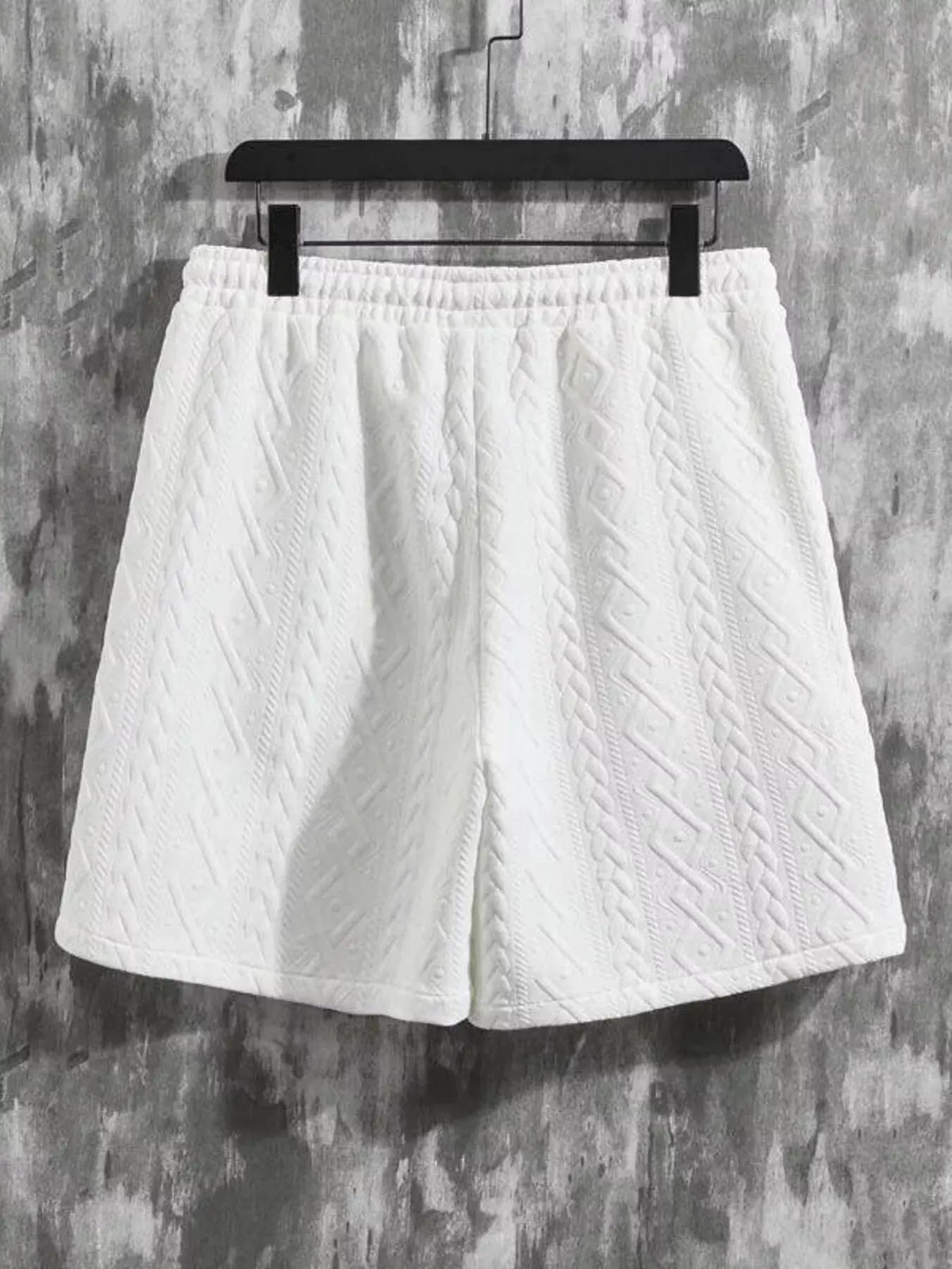 Men's Textured Knit Short Sleeve Polo & Shorts Set by Trendsi