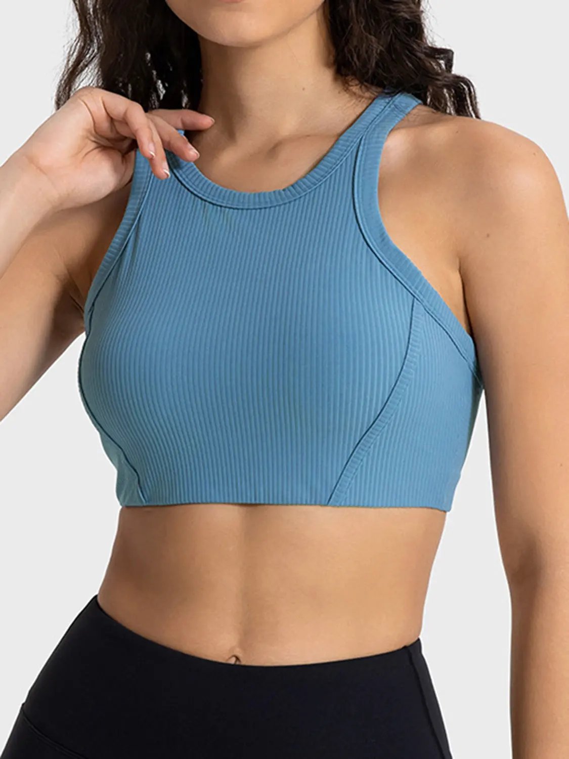 Millennia Wide Strap Cropped Sport Tank by Millennia