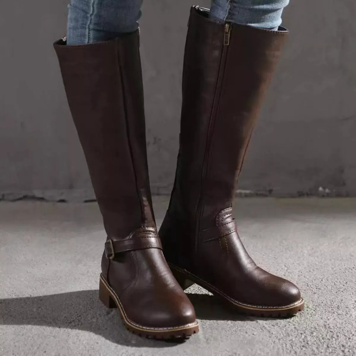 Round Toe Block Heels Boots by Partner Label