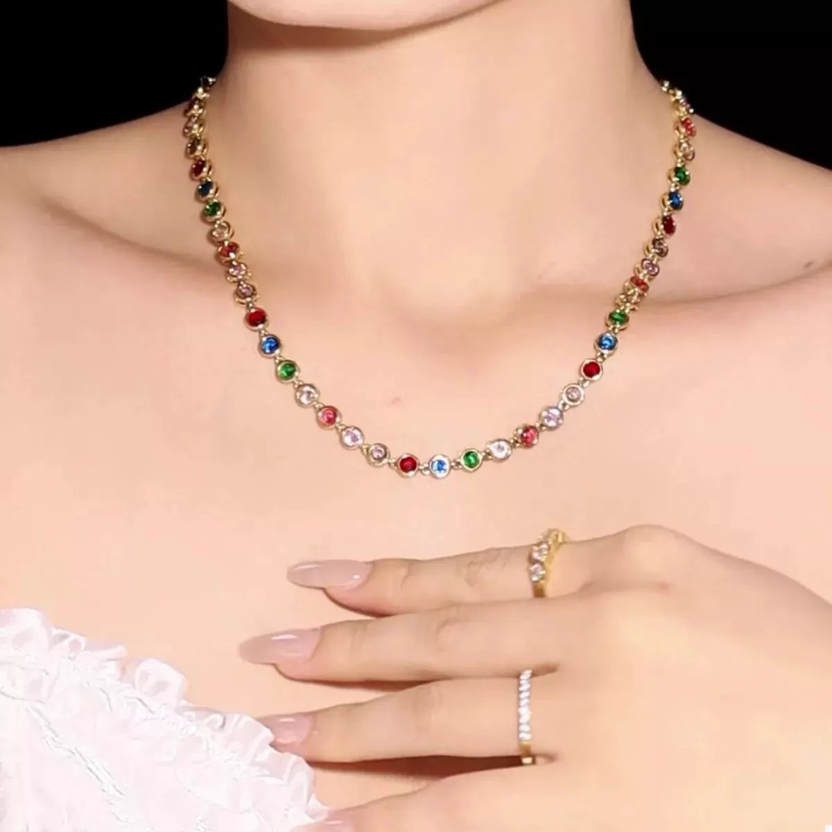 18K Gold-Plated Zircon Necklace by Partner Label