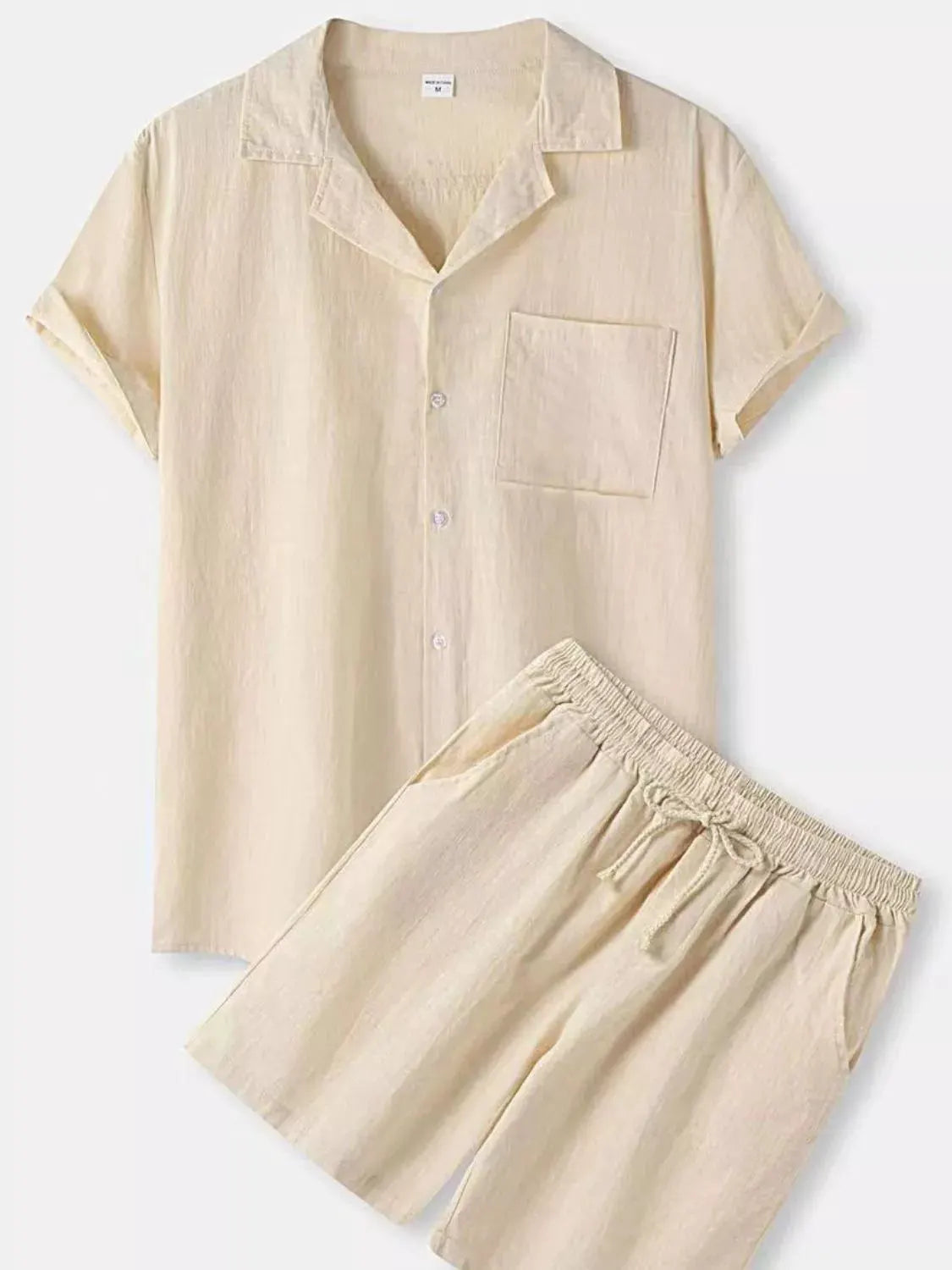 Men's Full Size Button Up Short Sleeve Shirt and Shorts Set Plus Size by Trendsi