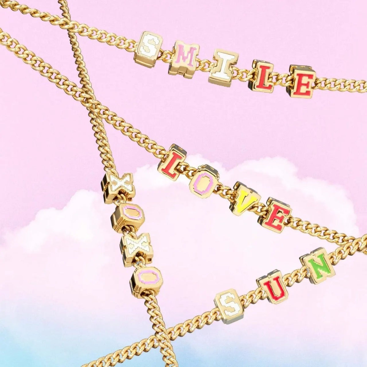 Female With Hearts Rainbow Letter Collarbone Necklace by Maiden-Art