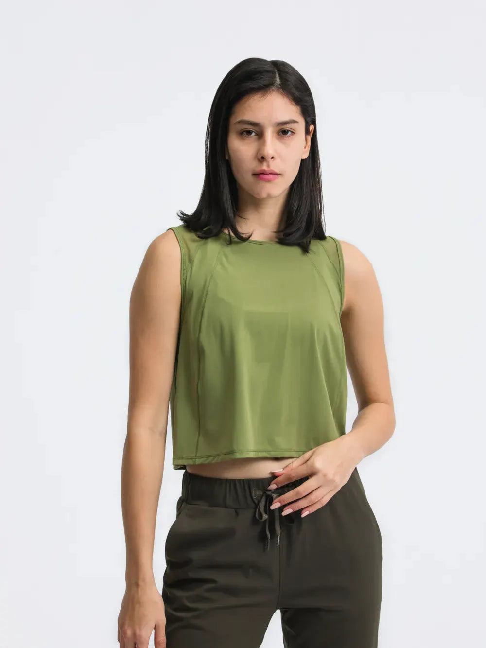 Millennia Round Neck Cropped Active Tank by Millennia