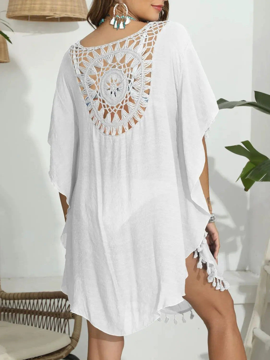 Tassel Crochet Round Neck Cover-Up by Partner Labels