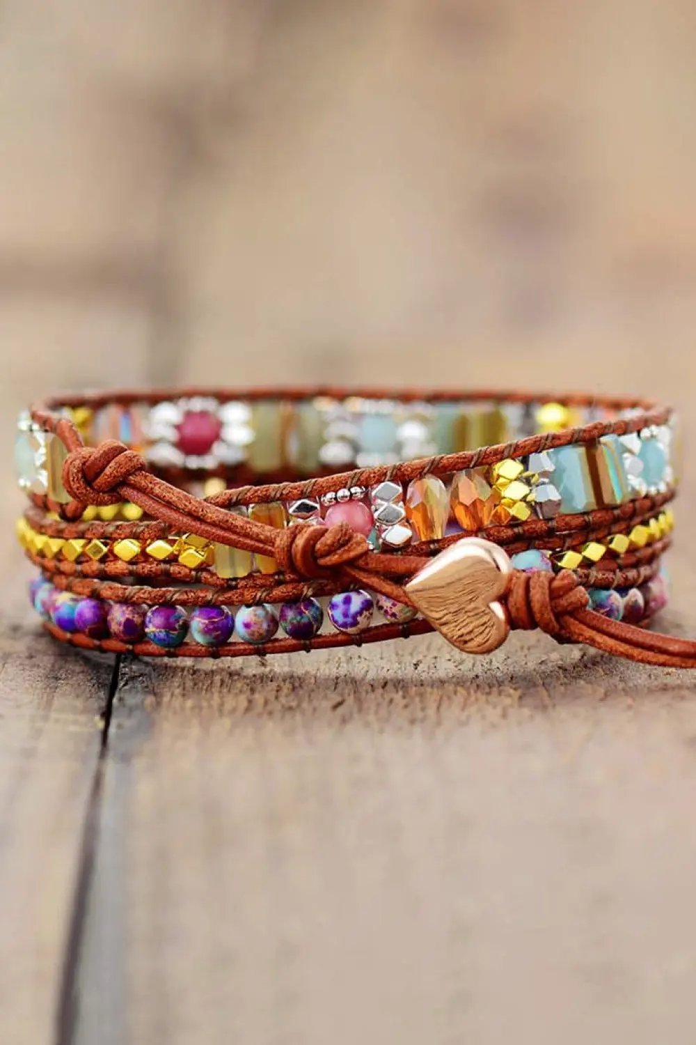 Handmade Crystal Beaded Natural Stone Bracelet by Partner Label