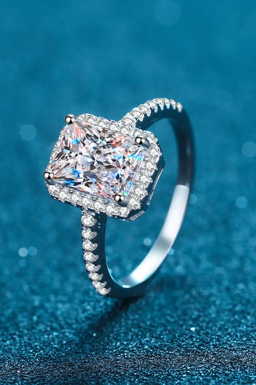 2 Carat Moissanite 925 Sterling Silver Halo Ring by Partner Label
