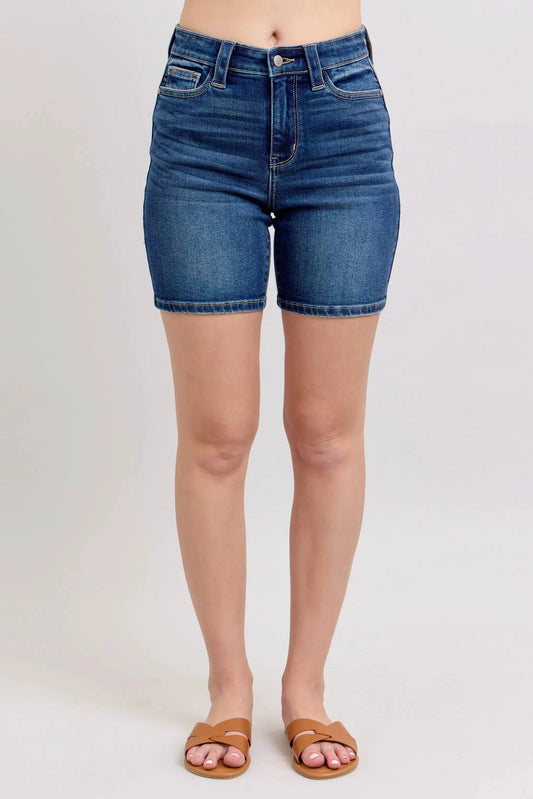 Judy Blue Full Size High Waist Bermudas Jeans W/ Back Flap Pockets Plus Size by Judy Blue