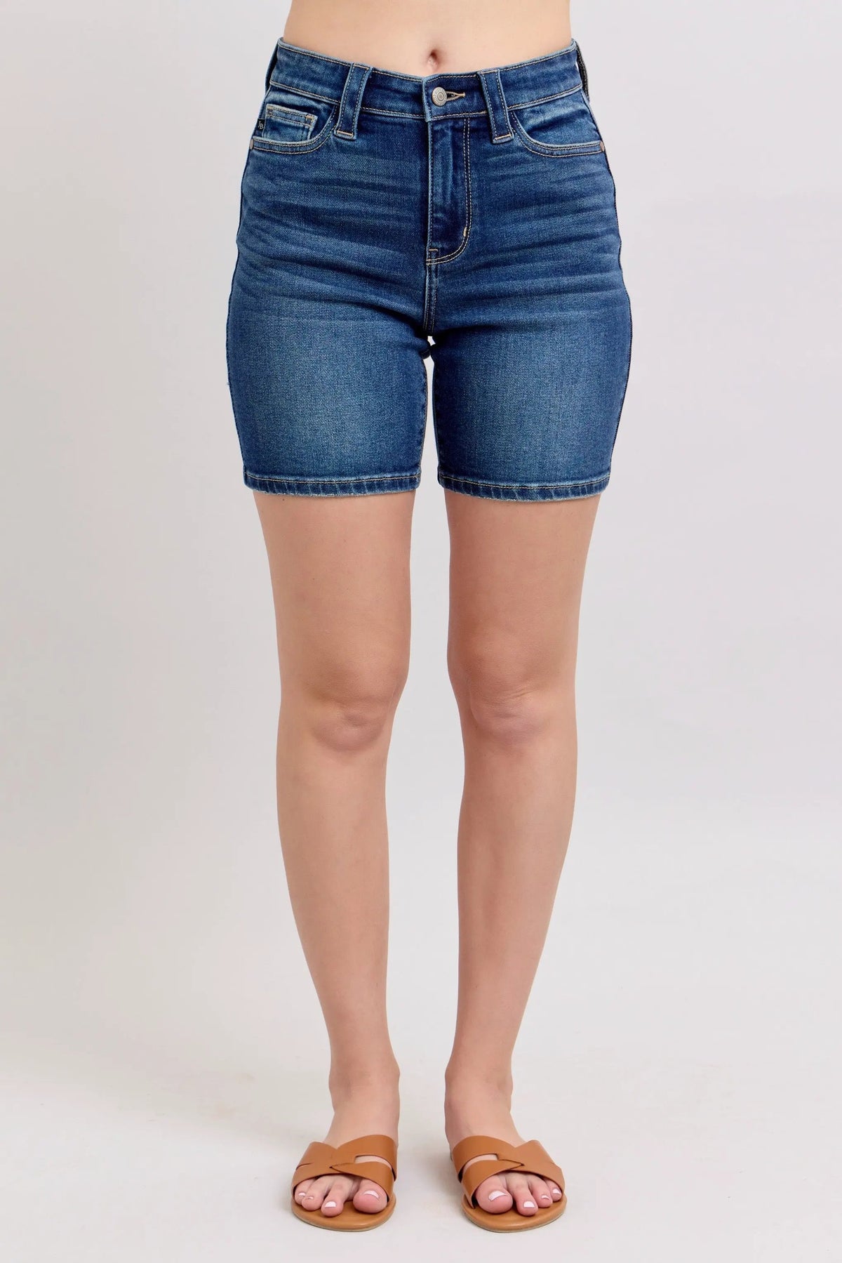 Judy Blue Full Size High Waist Bermudas Jeans W/ Back Flap Pockets Plus Size by Judy Blue