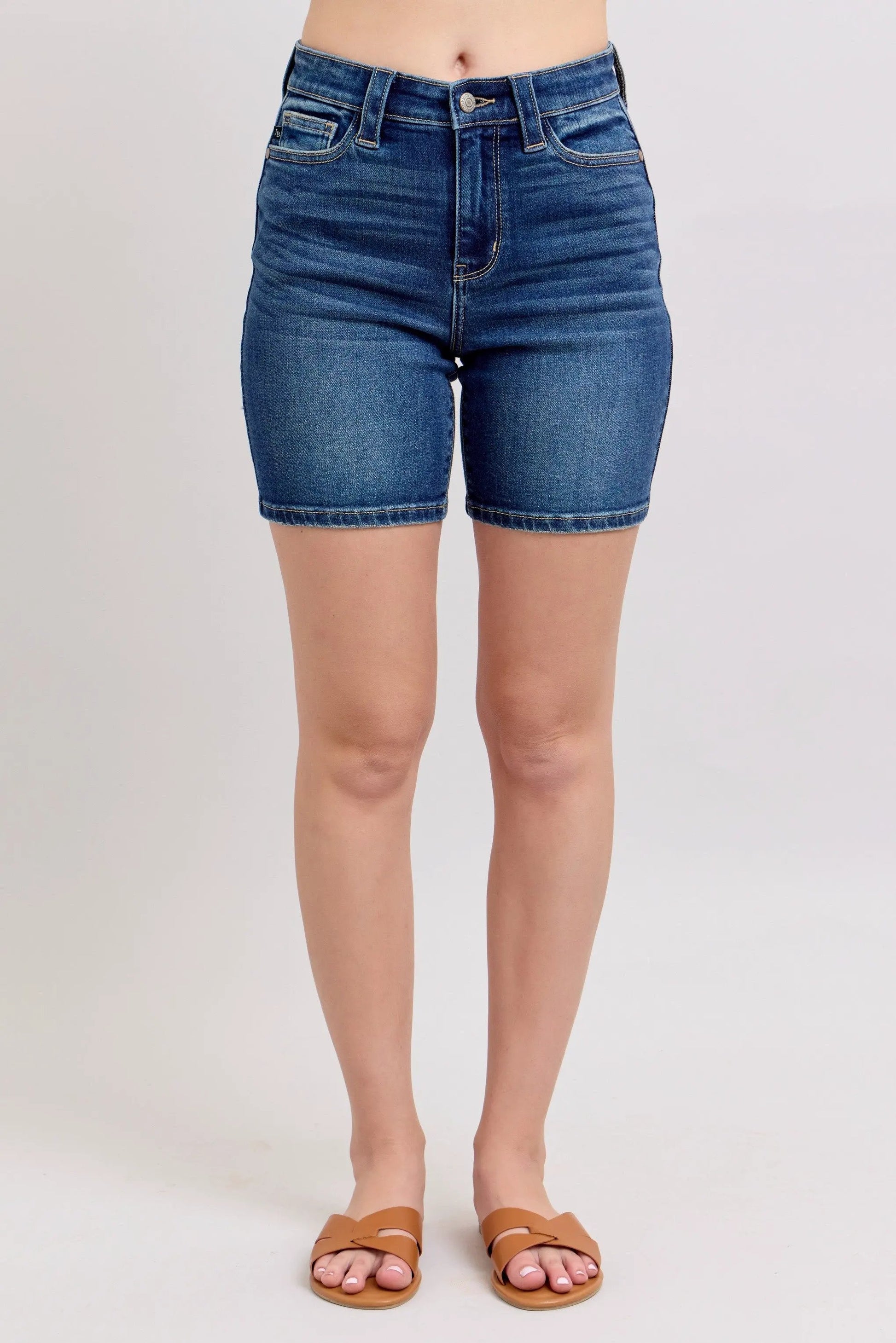 Judy Blue Full Size High Waist Bermudas Jeans W/ Back Flap Pockets Plus Size by Judy Blue