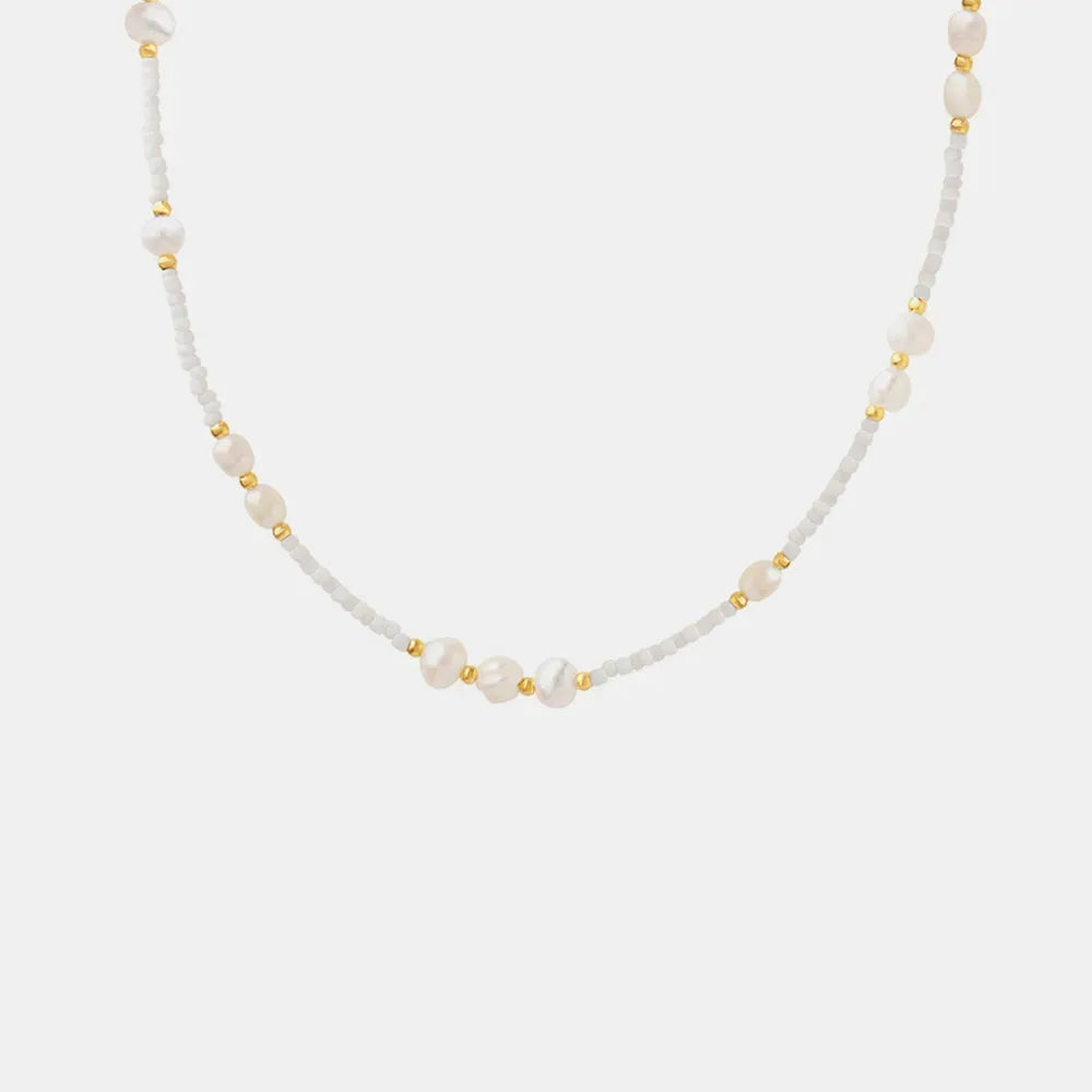 Titanium Steel Glass Bead Pearl Necklace by Partner Label