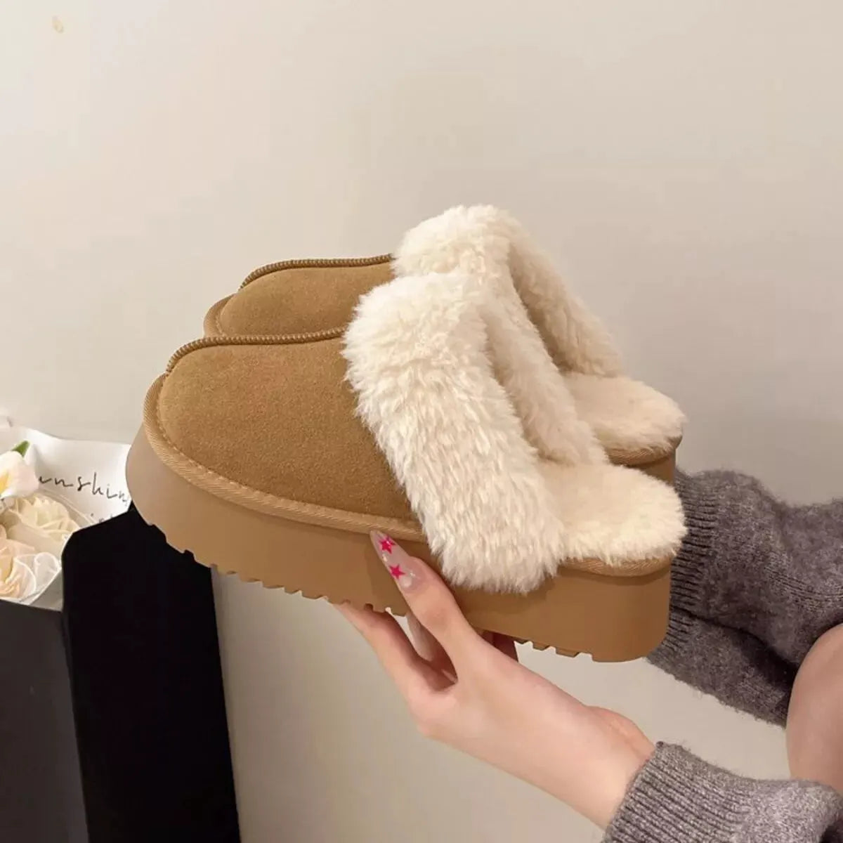 Round Toe Platform Slippers by Partnel Label