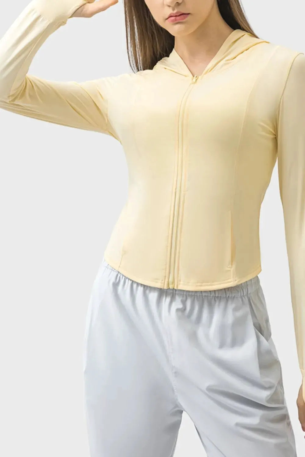Millennia Pocketed Zip Up Hooded Long Sleeve Active Outerwear by Millennia
