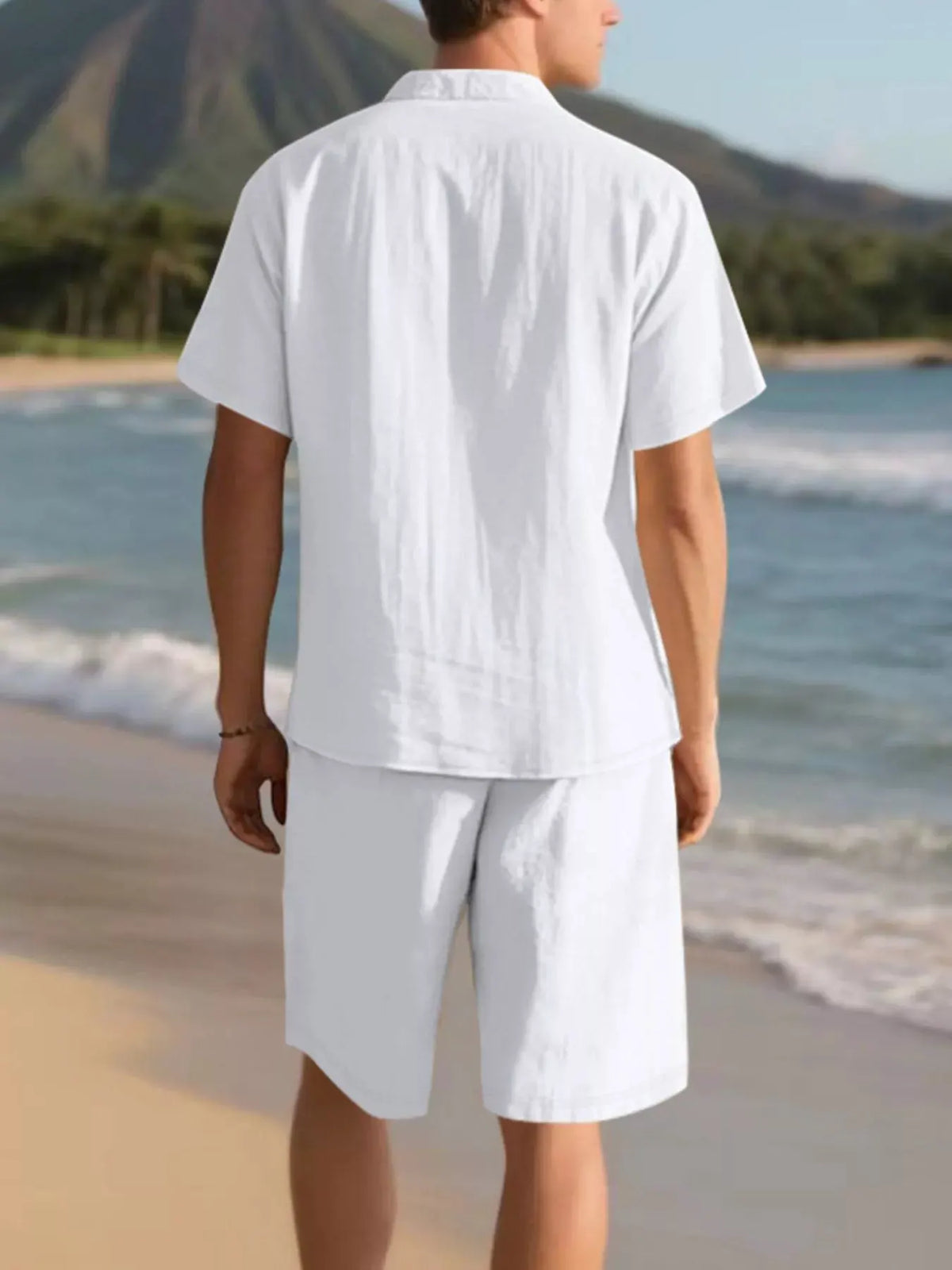 Men's Full Size Casual Button Up Shirt and Shorts Set Plus Size by Trendsi