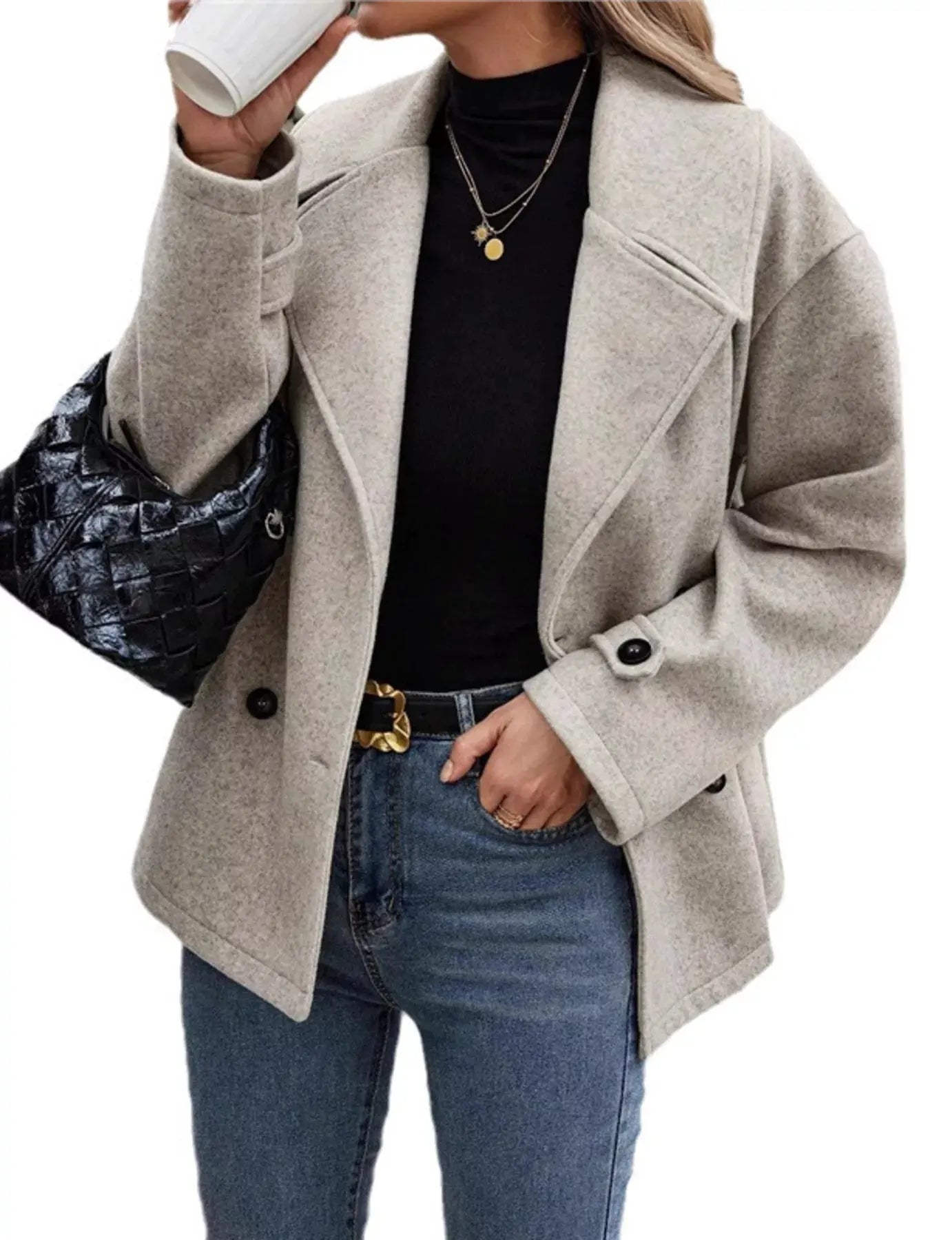 Double-Breasted Wool Blend Casual Jacket by Partner Label