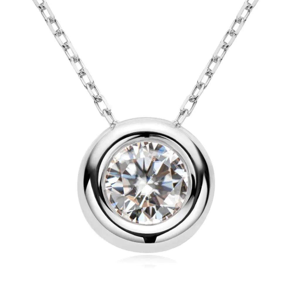 1 Carat Moissanite 925 Sterling Silver Necklace by Partnel Label