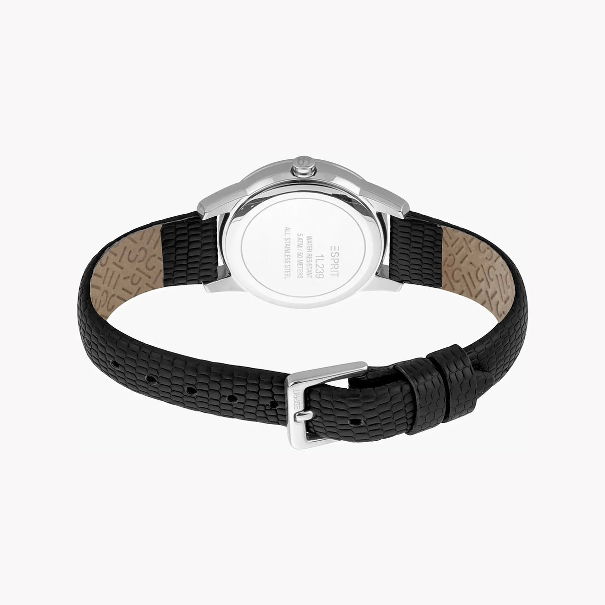 Esprit Women's Black Leather Watch, Silver Dial | ES1L239L1015 by ESPRIT