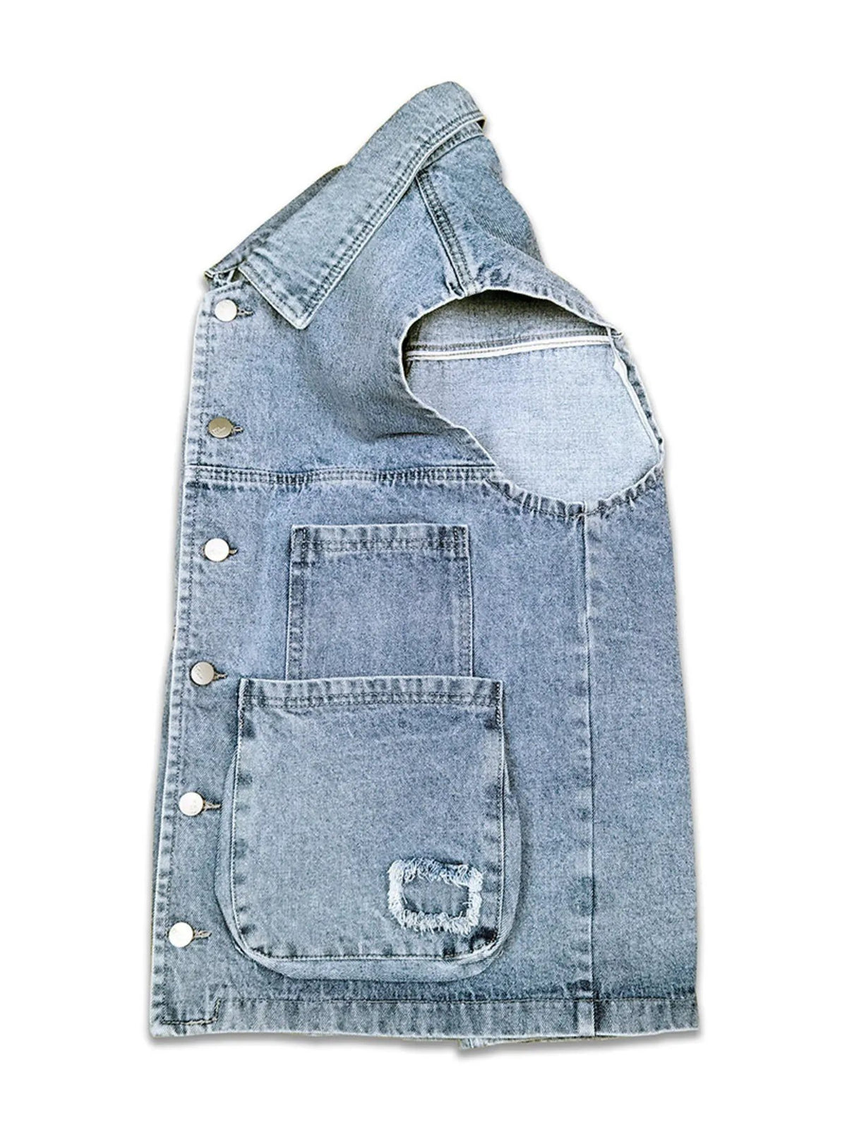 Men's Plus Size Vintage Washed Denim Vest by Trendsi
