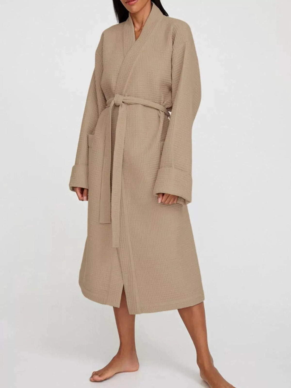 Waffle Knit Tie Waist Lounge Nightgown by Partner Label