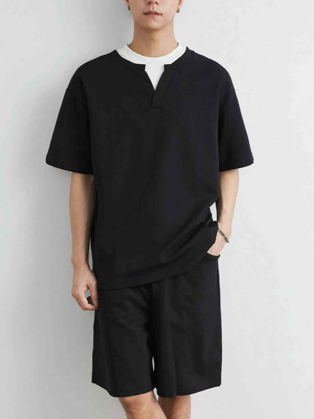 Men's Plus Size Half Sleeve Top and Shorts Set by Partner Label