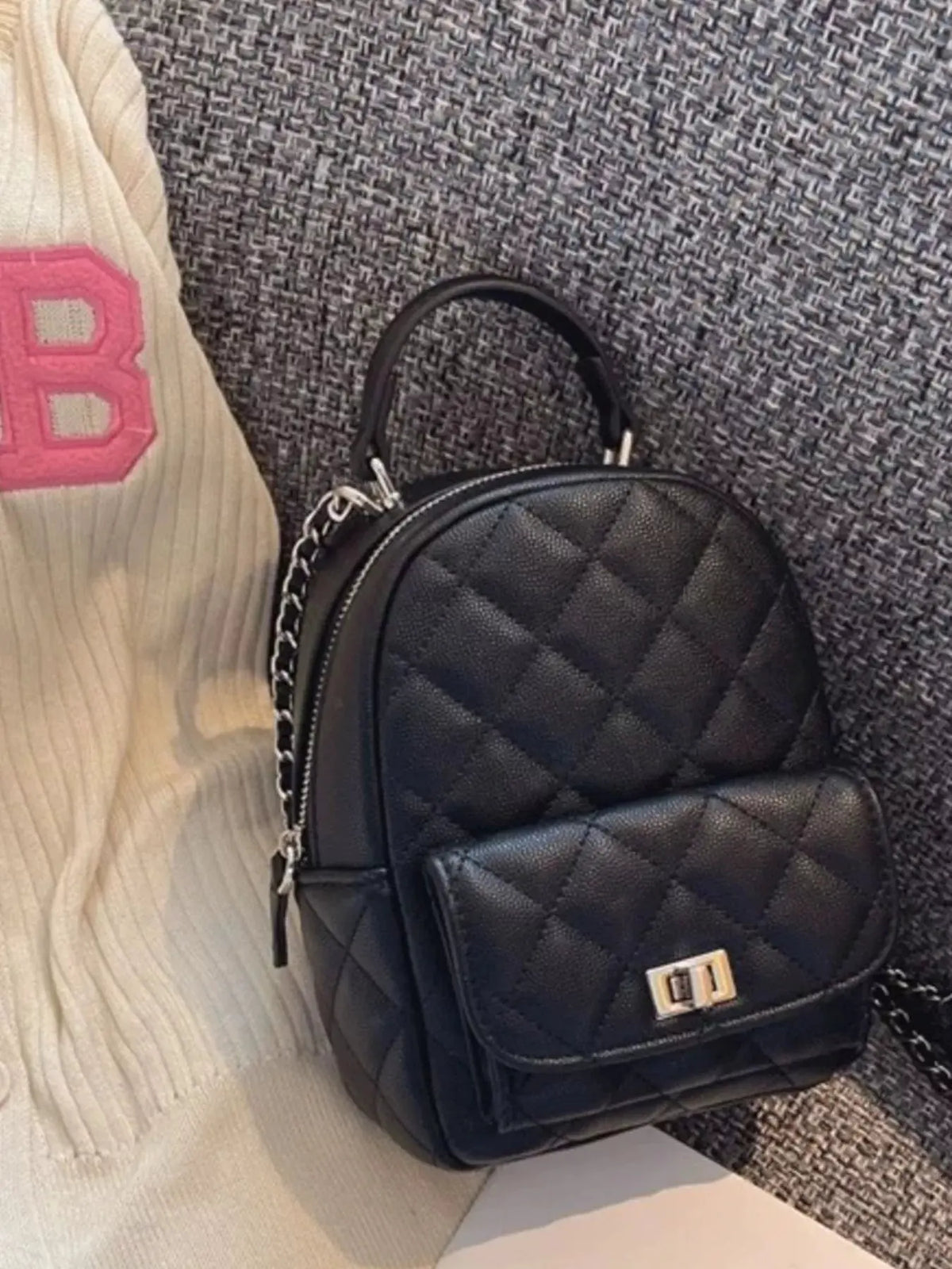 Quilted Mini Backpack Bag by Partner Label