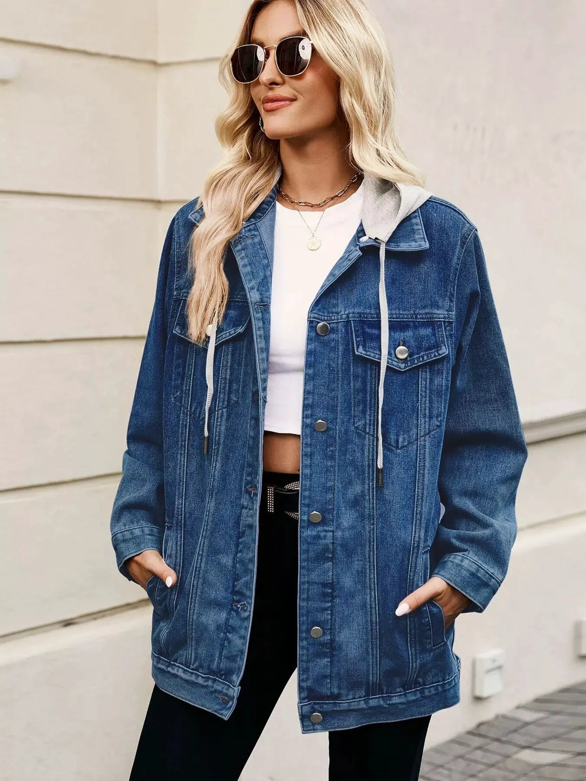 Button Up Long Sleeve Denim Jacket by Partner Label