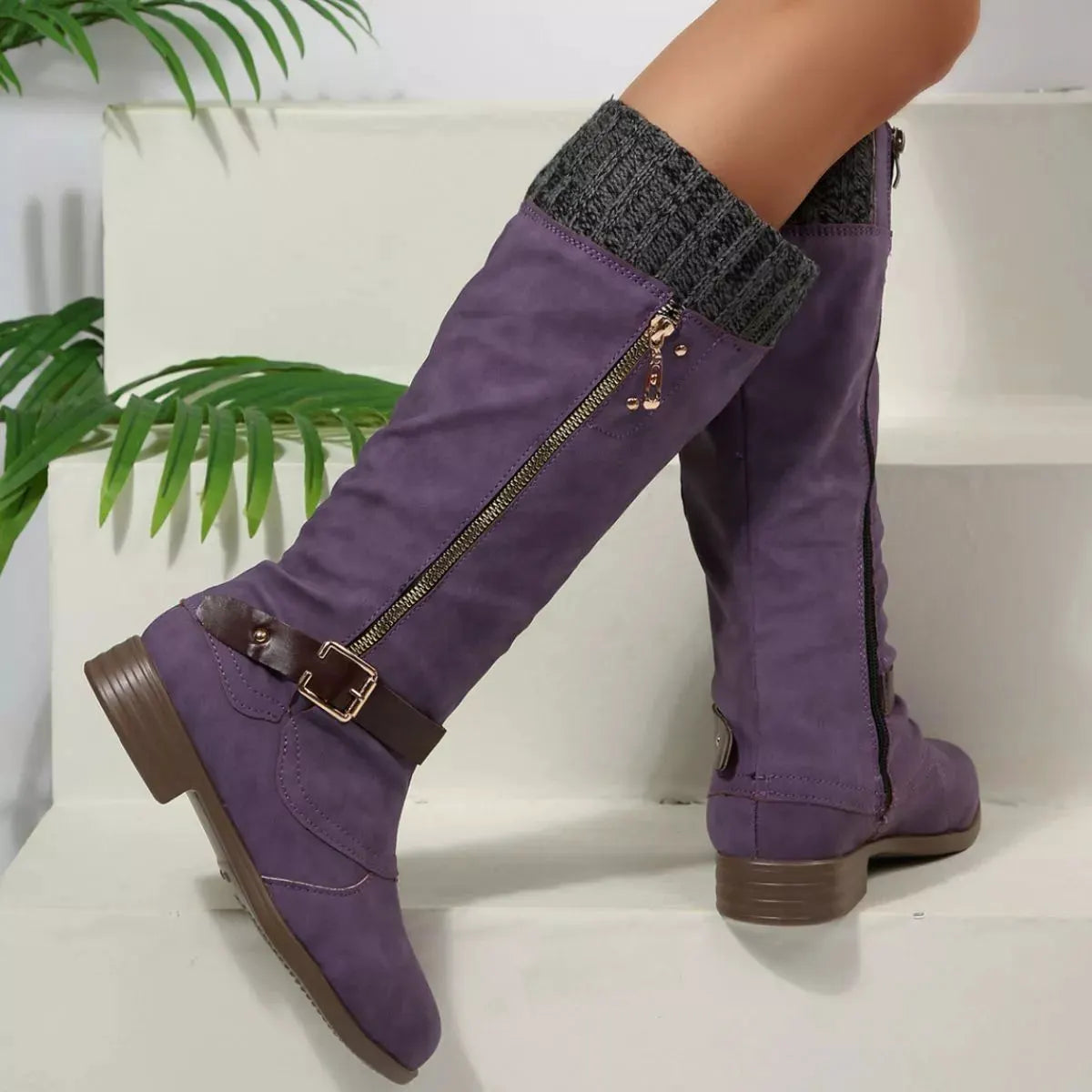 Round Toe Block Heels Boots by Partner Label