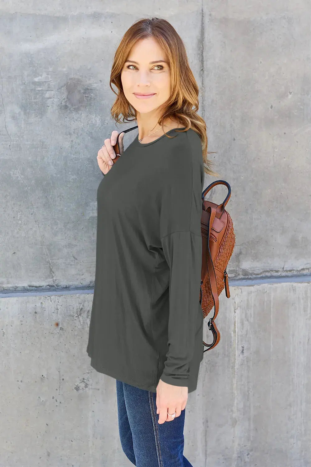 Basic Bae Full Size Round Neck Dropped Shoulder T-Shirt by Basic Bae