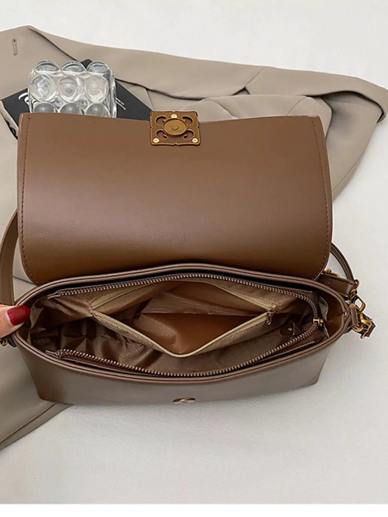 Leather Flap Crossbody Bag by Partner Label
