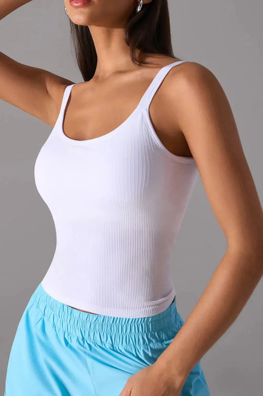 Scoop Neck Active Tank with Detachable Chest Pads by Partner Label