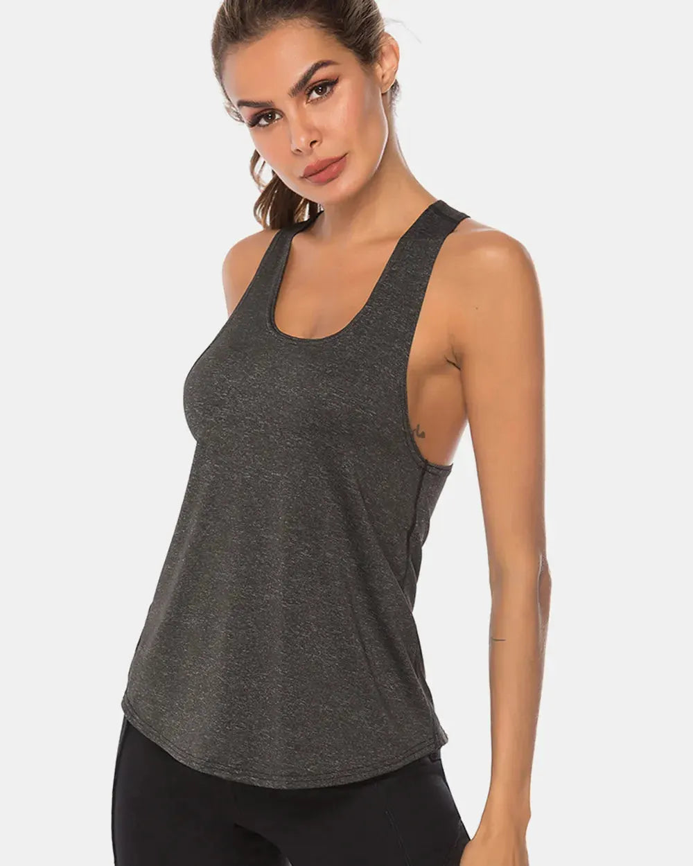 Full Size Scoop Neck Wide Strap Active Tank by Partner Label