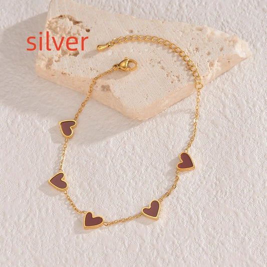 Ins Love Bracelet Stainless Steel Dripping Heart Bracelet Fashion Valentine's Day Jewelry Gift by Maiden-Art