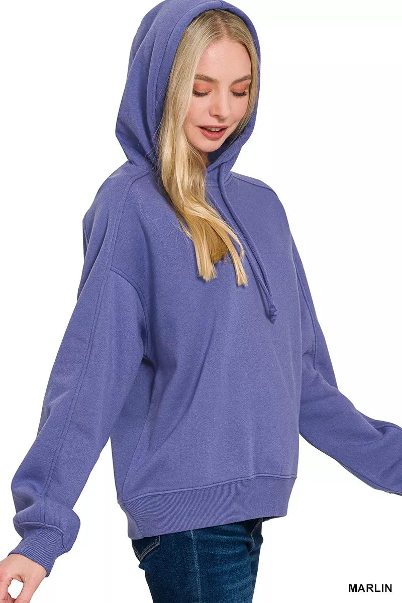 Zenana Drawstring Relaxed Fit Fleece Hoodie by Zenana