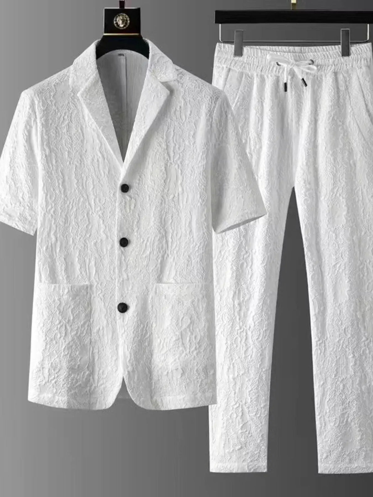 Men's Plus Size Button Up Shirt and Pants Set by Trendsi