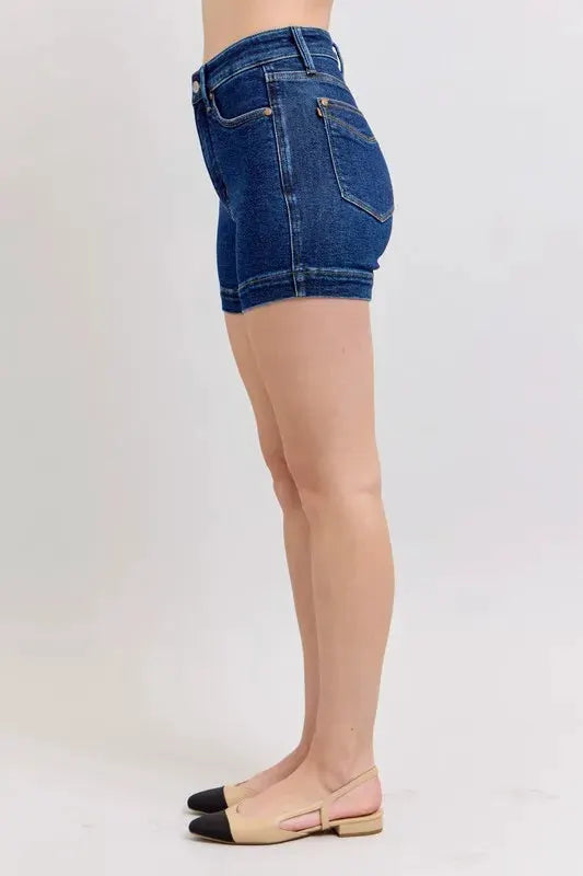Judy Blue Full Size High Waist Tummy Control Denim Shorts Plus Size by Judy Blue