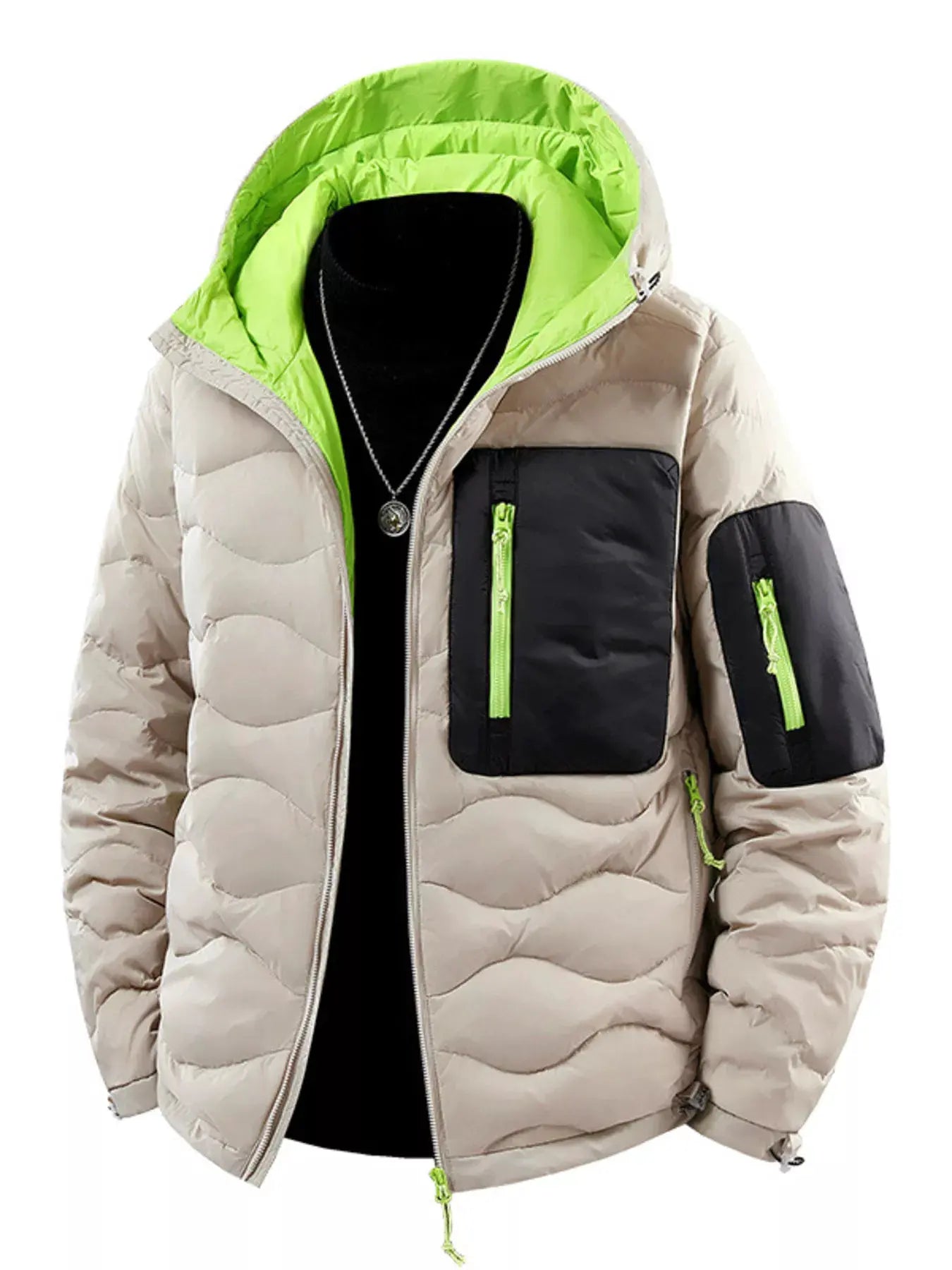 Men's Plus Size Hooded Padded Puffer Jacket by Partner Label