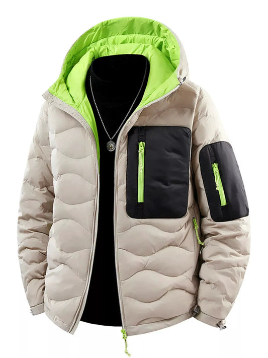 Men's Plus Size Hooded Padded Puffer Jacket by Partner Label