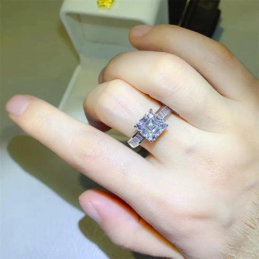 3 Carat Moissanite 925 Sterling Silver Square Shape Ring by Partner Label