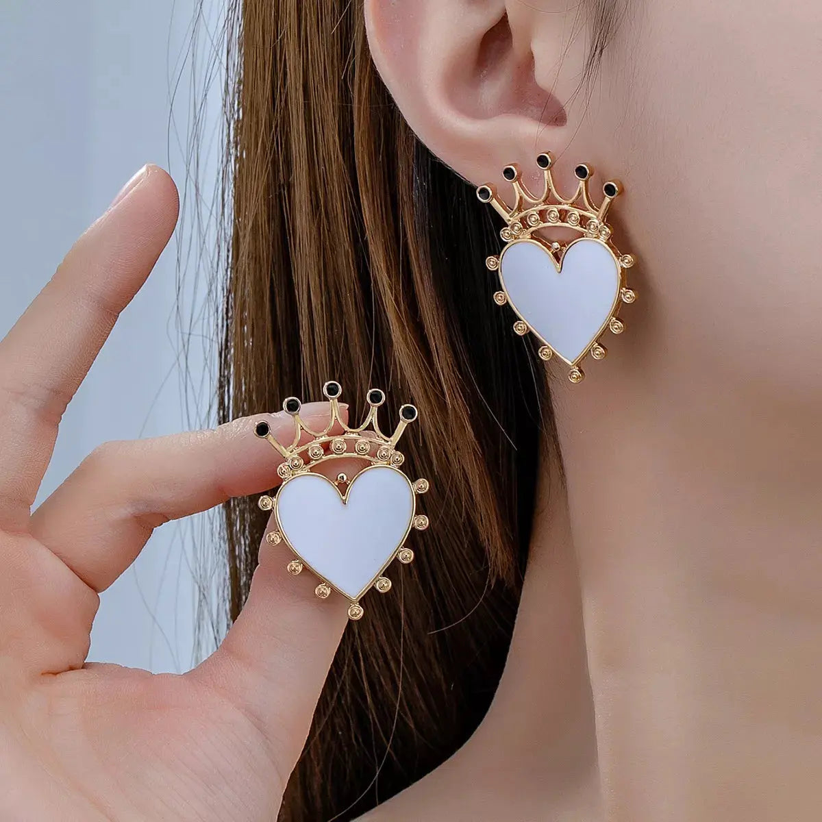 Crown Heart Stud Earrings by Partner Label