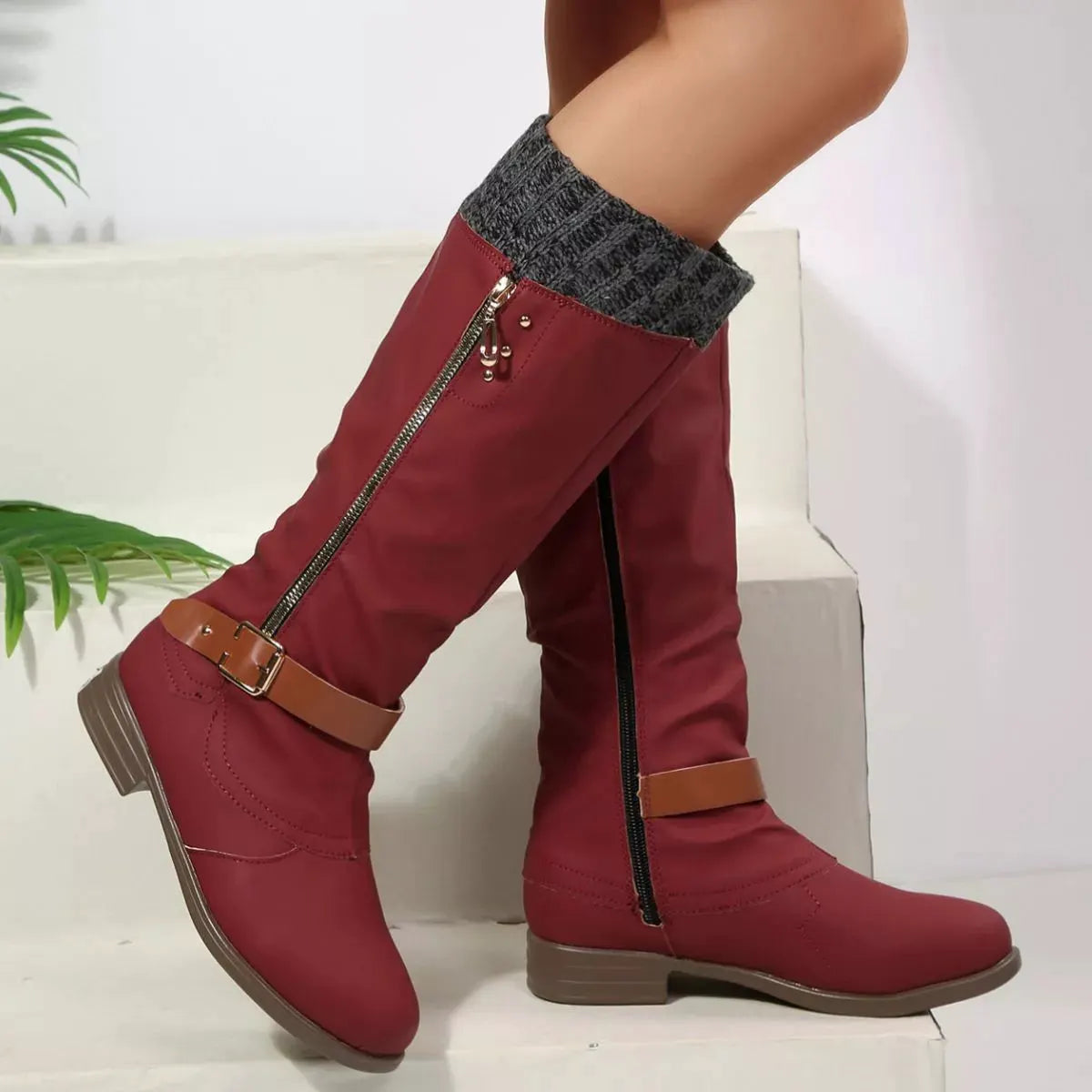 Round Toe Block Heels Boots by Partner Label